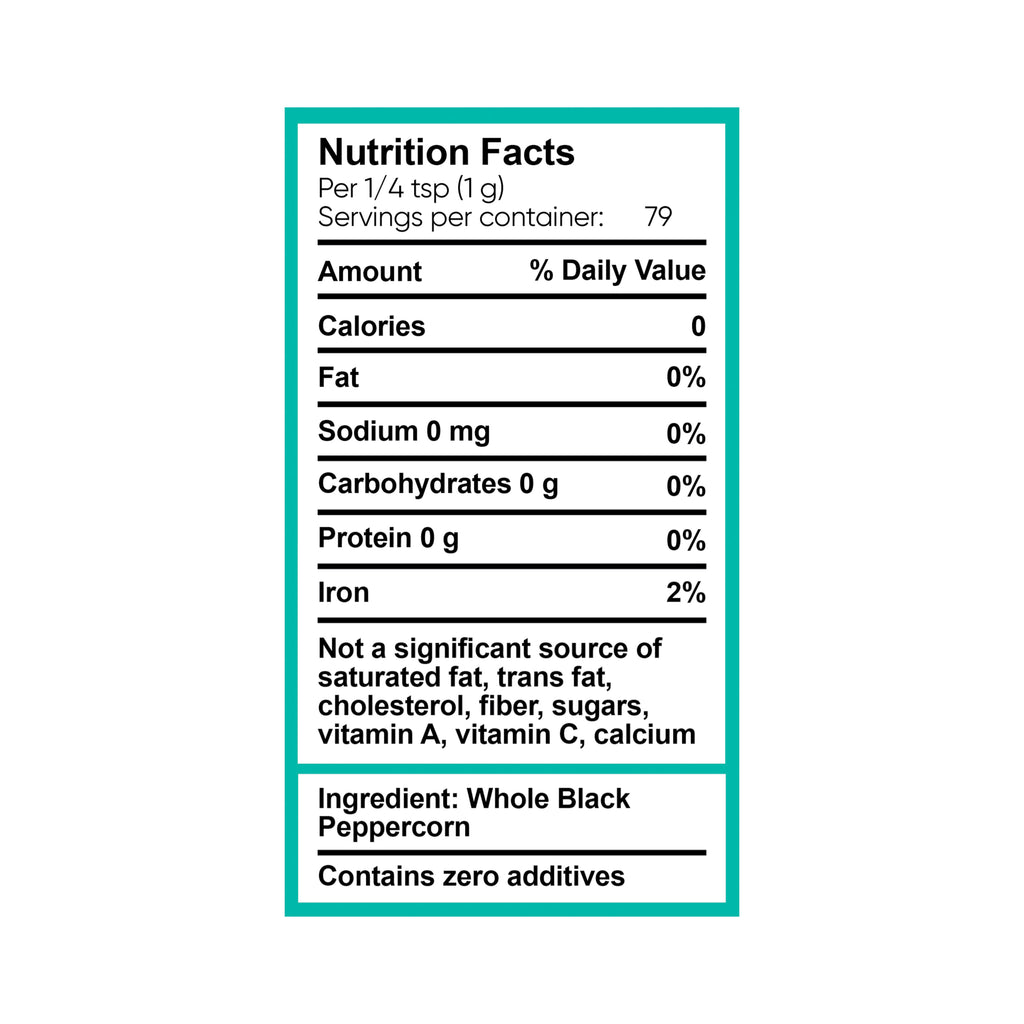 Nutrition facts label for a product with a green border on a white background