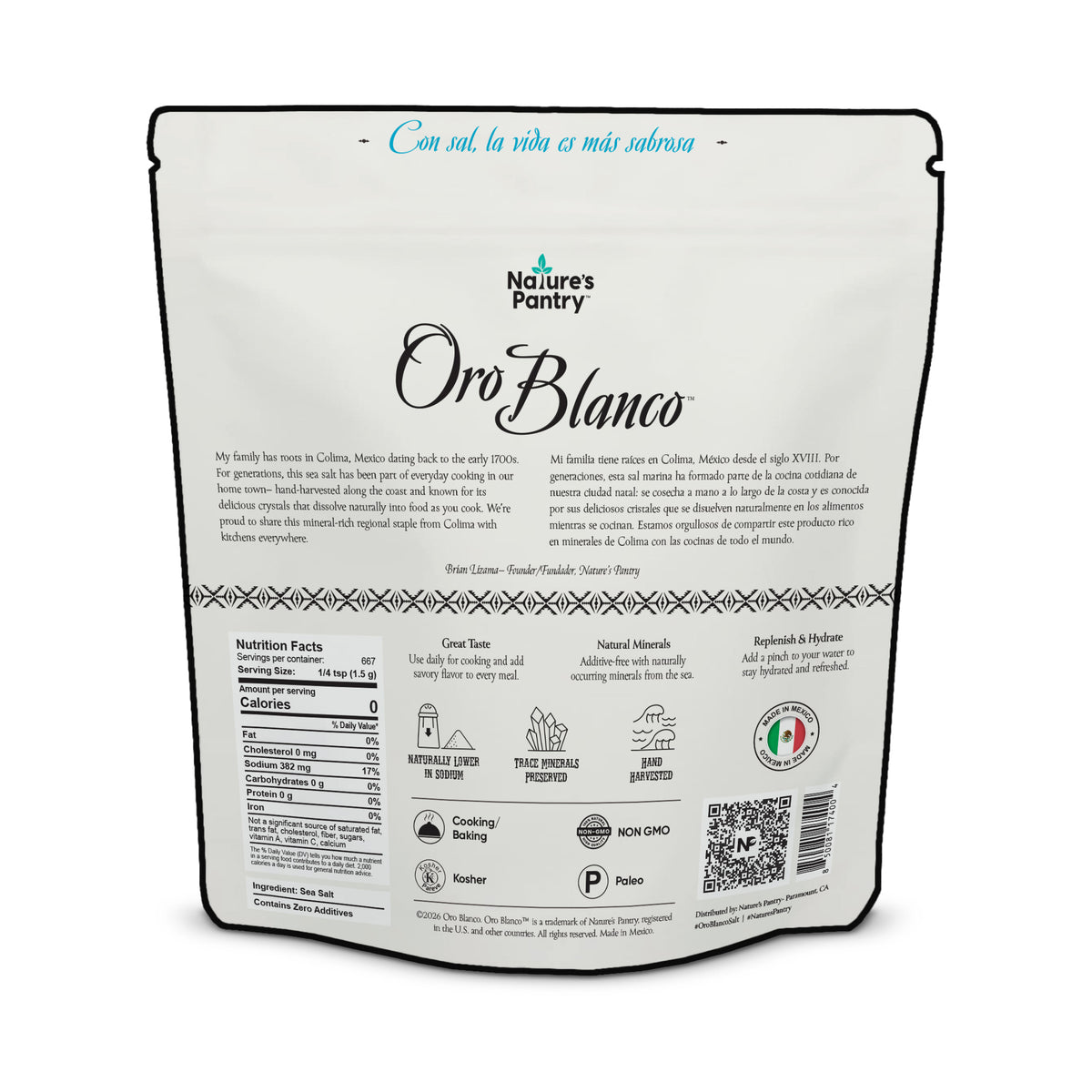 Oro Blanco Coarse Ground Mexican Sea Salt - 2.2 lb